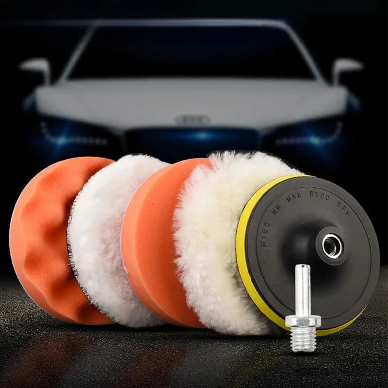 KKJOY 6pcs/set Car Polishing Sponge Pads Kit Foam Pad Buffer Kit Polishing Machine Wax Pads 3/4/5 Inch for Removing Scratches