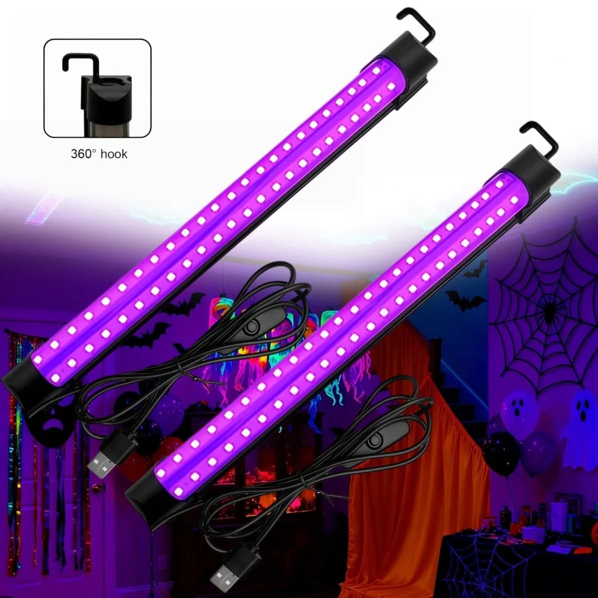 Black Light Tube 5W/10W USB  Plug UV LED Black Light Lamp 395 nm Black Light Bar Light Effect Party Light Stage Lighting