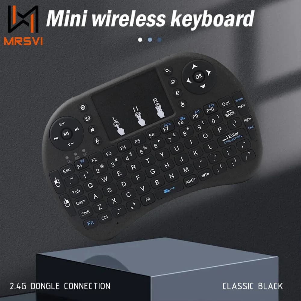 MRSVI I8 2.4G Mini Wireless Keyboard Classic Black Air Mouse Remote Control Touchpad for Android TV Box PC Smart TV