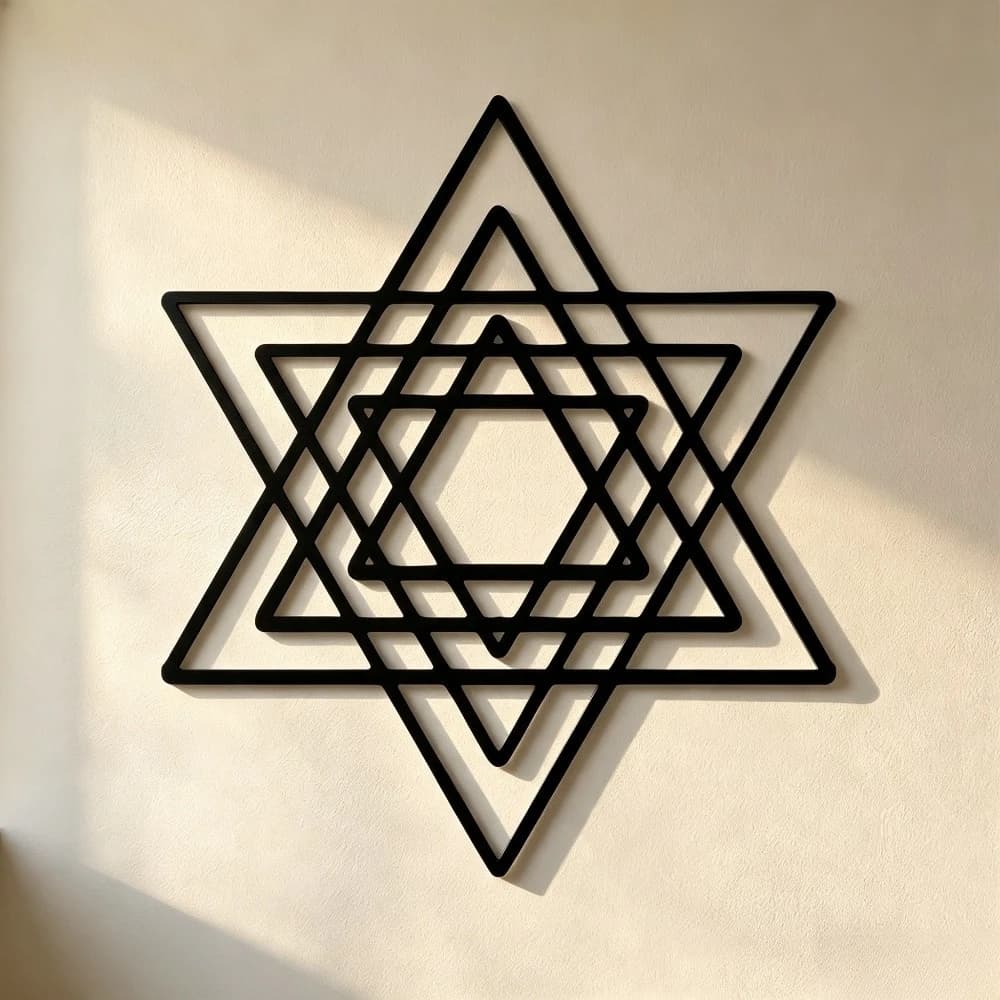 CIFBUY Metal Wall Art Iron Star of David Jewish Symbol Decor Minimalist Modern 2D Flat Sculpture for Living Room Bedroom Office