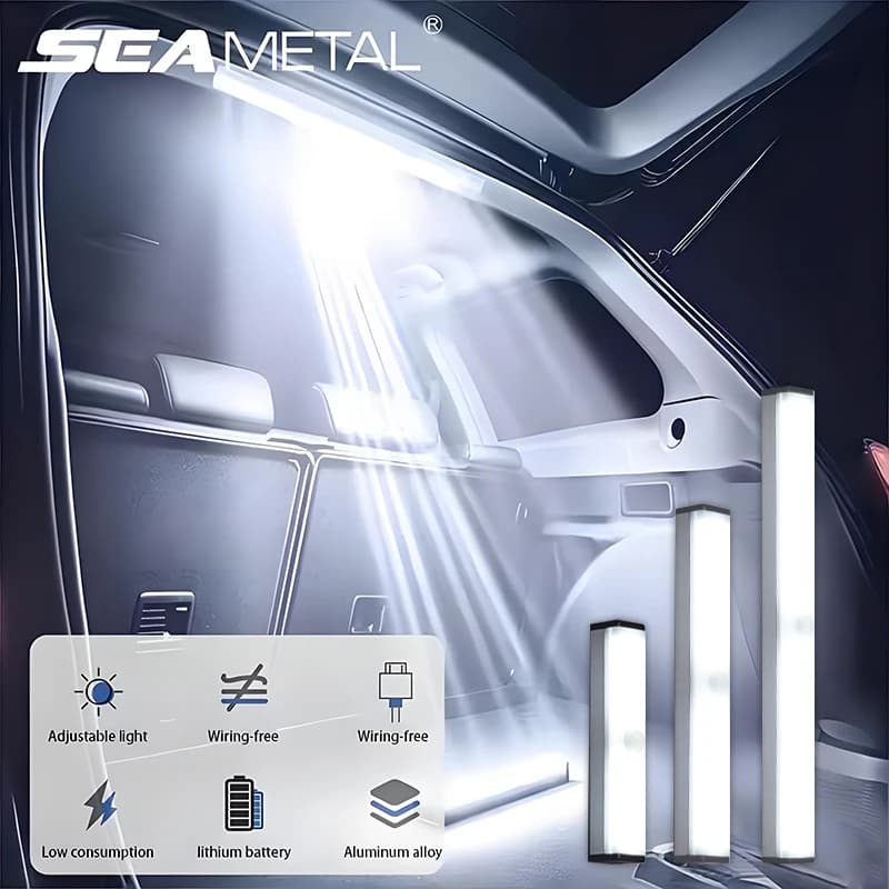 SEAMETAL Car Sensor Light for Floor Trunk Hood USB Rechargeable Automatic Induction Light Bar Magnetic Maual/Sensing Mode Lamp