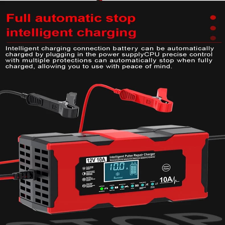 12V10A Car Battery Charger 14.6V10A Lithium Iron Phosphate Charger Motorcycle Battery Charger