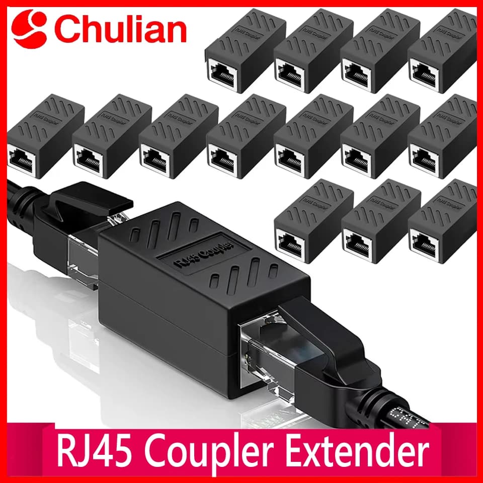 1/5/20/50Pcs RJ45 Coupler Ethernet Extender 1000Mbps LAN Connector Cat6/Cat5e Ethernet Cable Extender Adapter Female to Female
