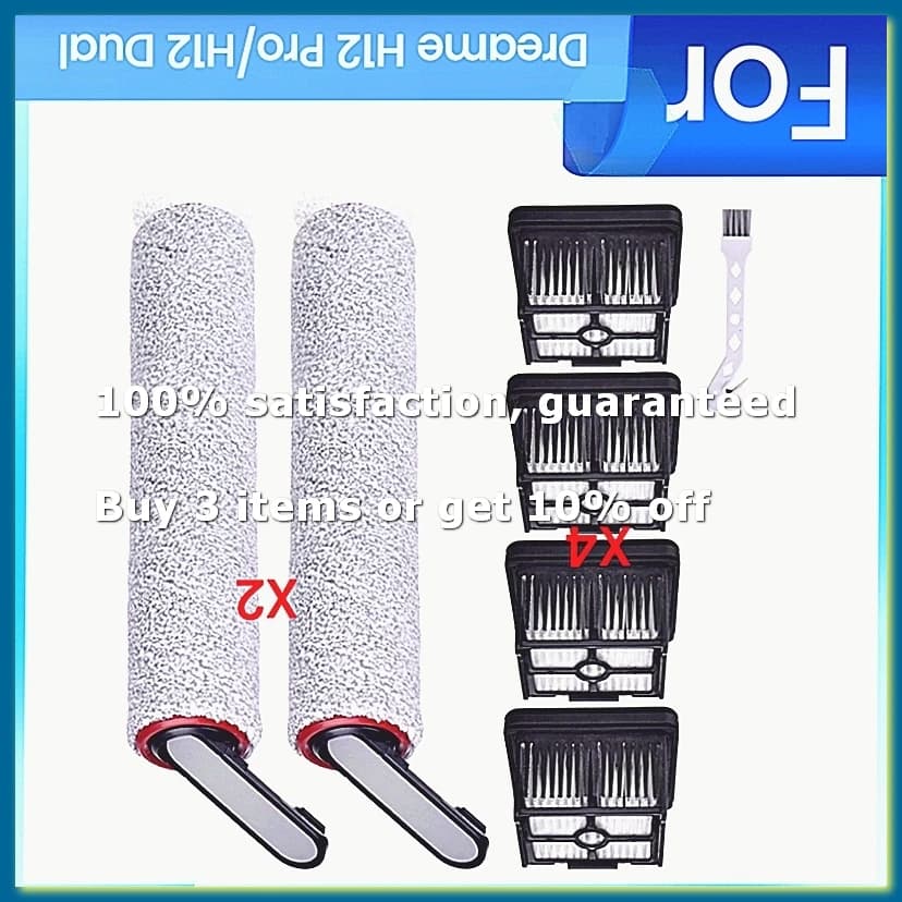 7PCS Replacement Brush Rollers and HEPA Filter for H12 Pro / H12 Dual Cordless Wet and Dry Vacuum Cleaner Parts-A009
