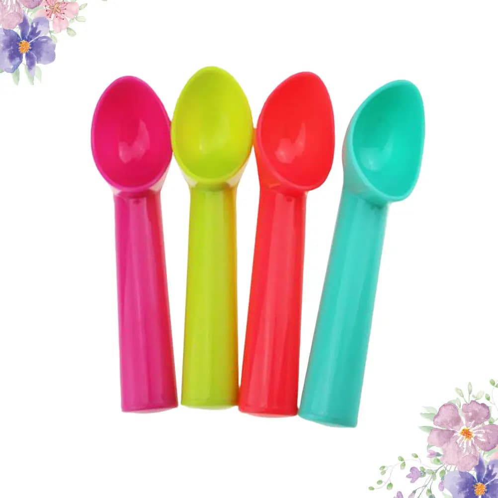 4Pcs Ice Cream Scoops Ergonomic Plastic Spoons for Fruit Salad Dessert Home Kitchen Gadget Ice Cream Ball Scoops