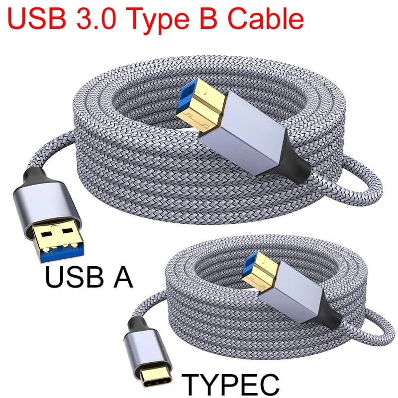 Nylon Braid 0.5M/1M/2M/3M/5M USB 3.0 TYPE-C Printer Data Cable USB-A To USB-B Cord for HP Scanner portable HDD hard drive