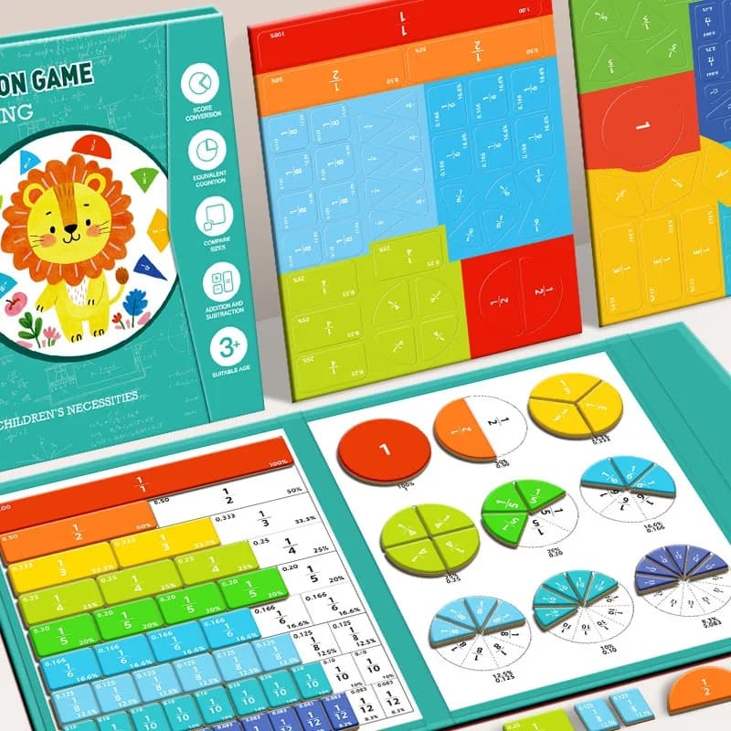 Magnetic Fraction Tiles & Circles Set, Educational Math Manipulatives for Elementary Students, Homeschool Learning