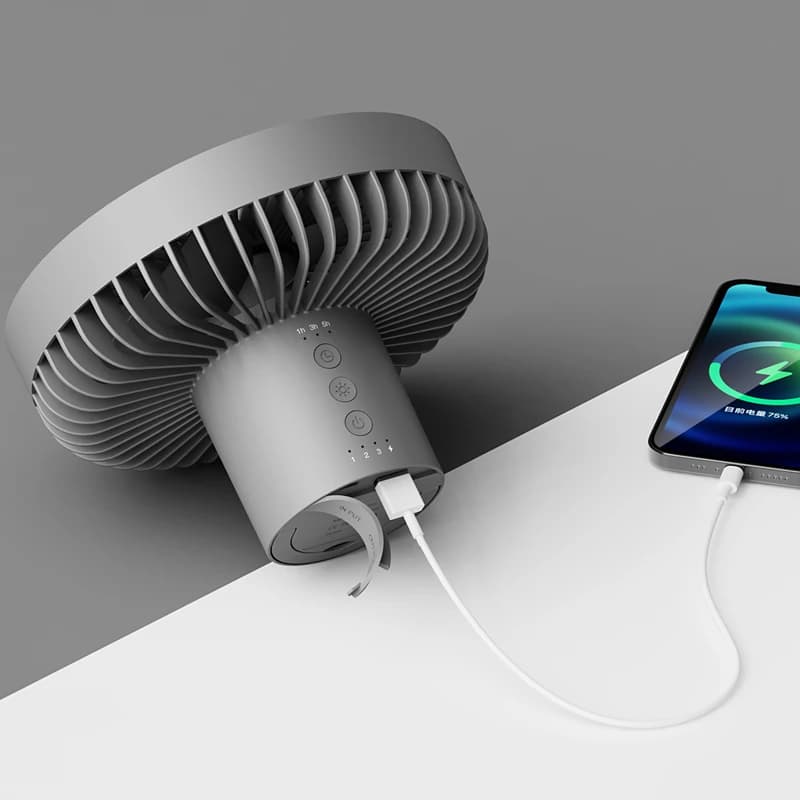 HOMEFISH Portable Rechargeable Camping Fan 4000mAh 10000mAh Wireless Ceiling Desktop Fan with Power Bank LED Light