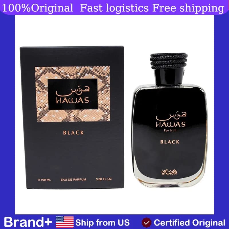 Original Arabic Perfume RASASI HAWAS BLACK For Men Eau De Parfum Hair and body spray 100ML Arabian women's perfume Eastern-Middle Eastern fragrance long lasting fragrance Cologne Pheromone Portable