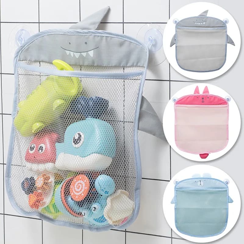 New Cartoon Duck Baby Bathroom Mesh Bag Sucker Design for Bath Toys Kids Animal Shapes Cloth Sand Toys Storage Net Bag