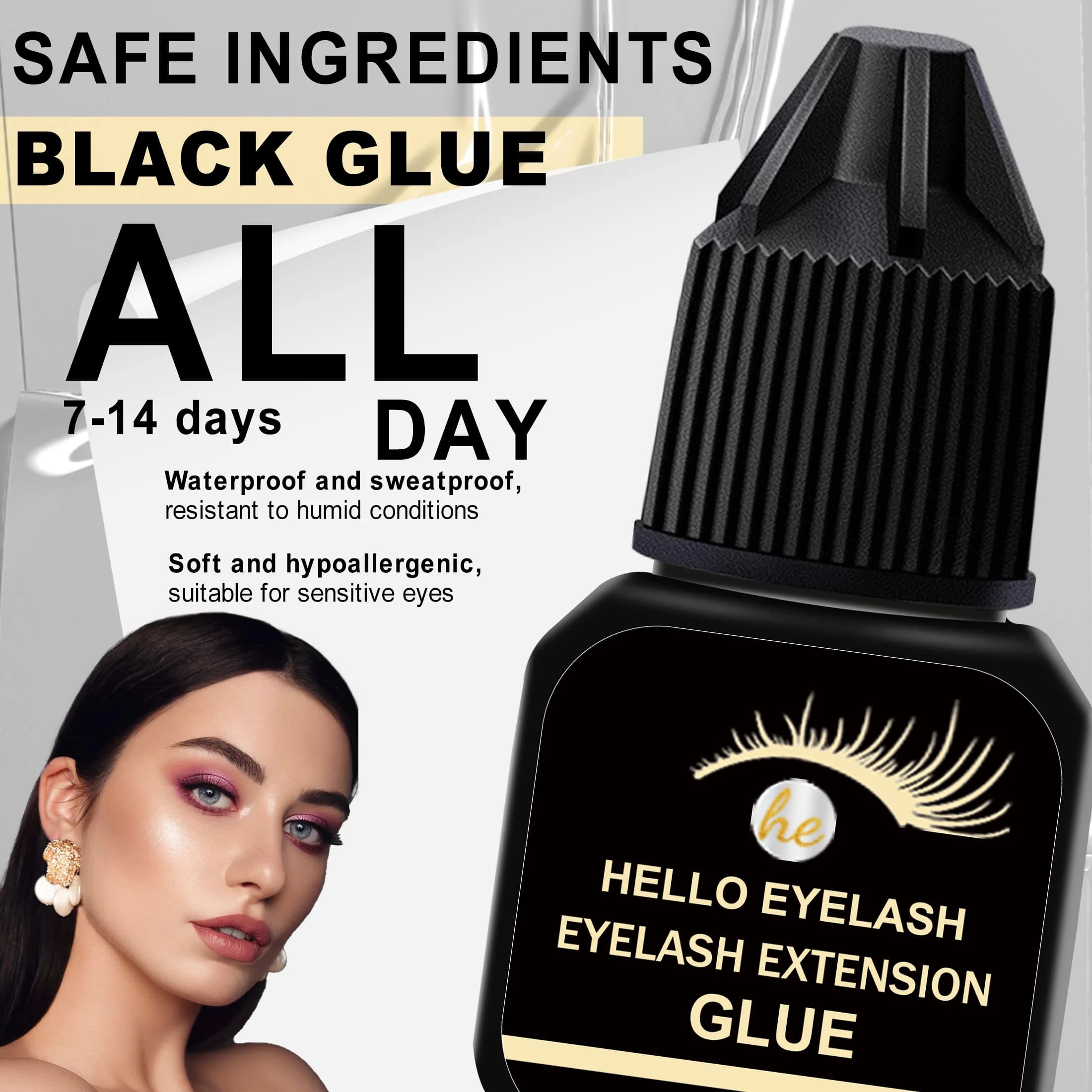 DIY 5ml Fast Drying Strong False Eye Lash Extension Glue Adhesive Retention 7-14 Days Low Smell Mink Eyelash Glue at Home