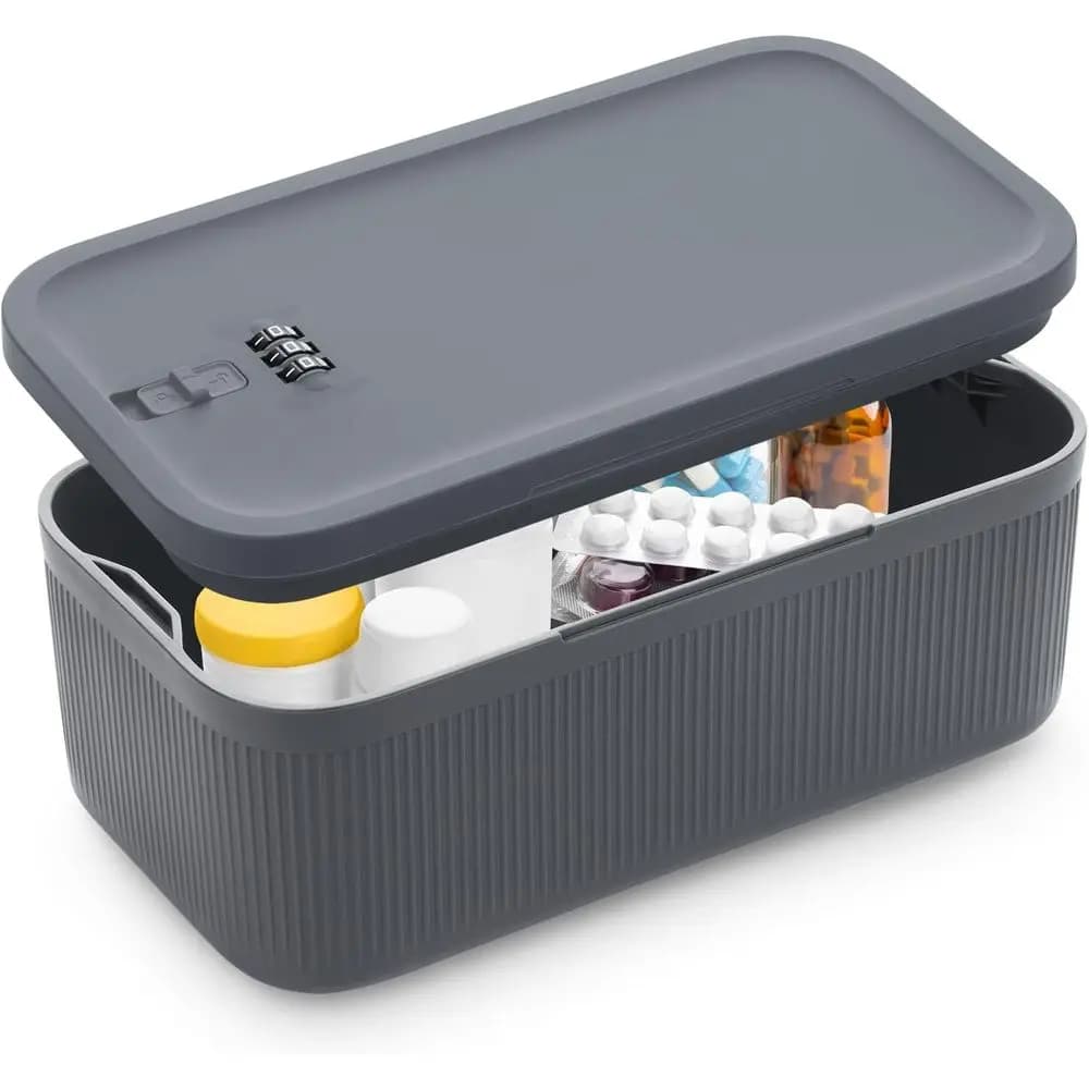 Portable Combination Lock Box for Secure Storage of Personal Items, Medications, and Travel Essentials