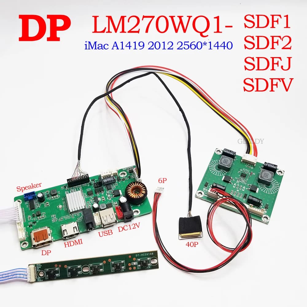 LM270WQ1-SDF1 LM270WQ1-SDF2 Drive Board For iMac A1419 27 Inch Screen Controller 2K 2560*1440 eDP DP HDMI DP USB Display Monitor