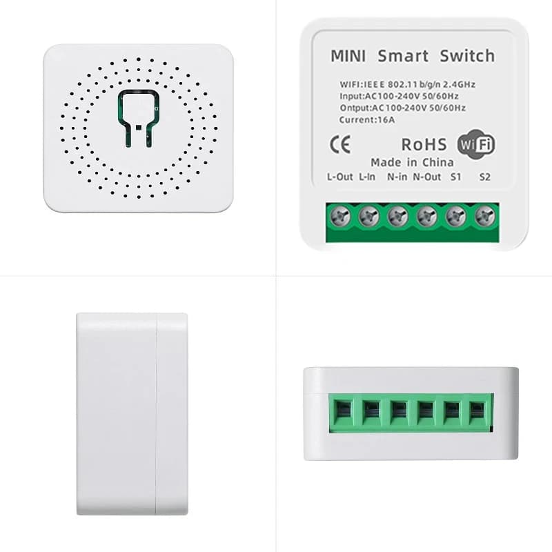 Wifi Mini Smart Switch 16A DIY Wireless Breaker 2 WAY Control Timer Home Automation Works with Tuya App Alexa Google Home