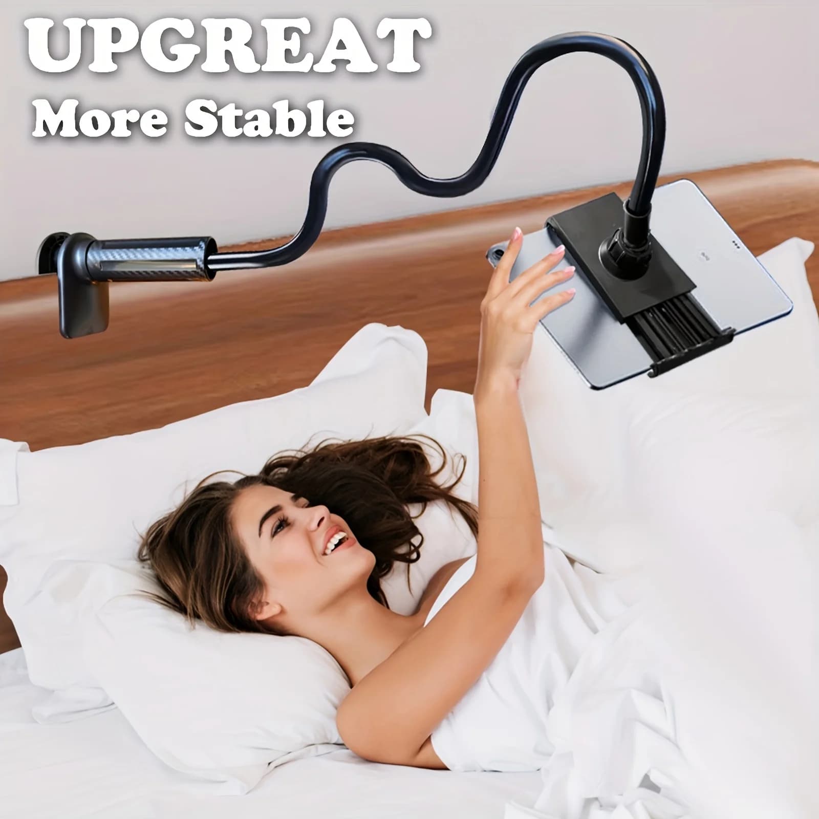 360 Degree Rotating Tablet Phone Holder Spiral Base, Suitable for Beds, Headboards, Desks, Long Arm Phone Tablet Holder