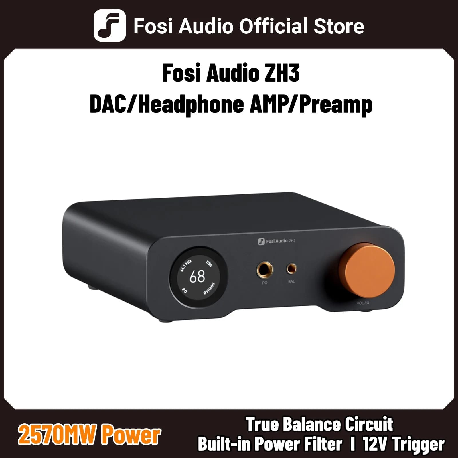 Fosi Audio ZH3 HIFI Headphone Amplifier AKM4493SEQ Desktop DAC Fully Balanced Preamp with Remote 12V Trigger Input