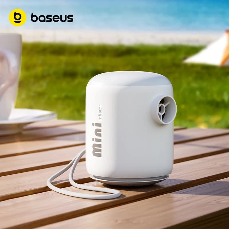 Baseus Mini Air Pump Portable Electric Inflator Wireless Air Mattress Pump with LED Camping Light for Swim Ring Vacuum Bag