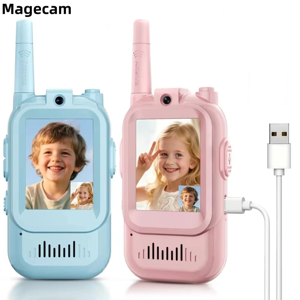 Magecam Video Walkie Talkies for Kids 2 Pack Rechargeable Intercom Walkie-talkie 2 Screen One-Click Call Child Video Intercom