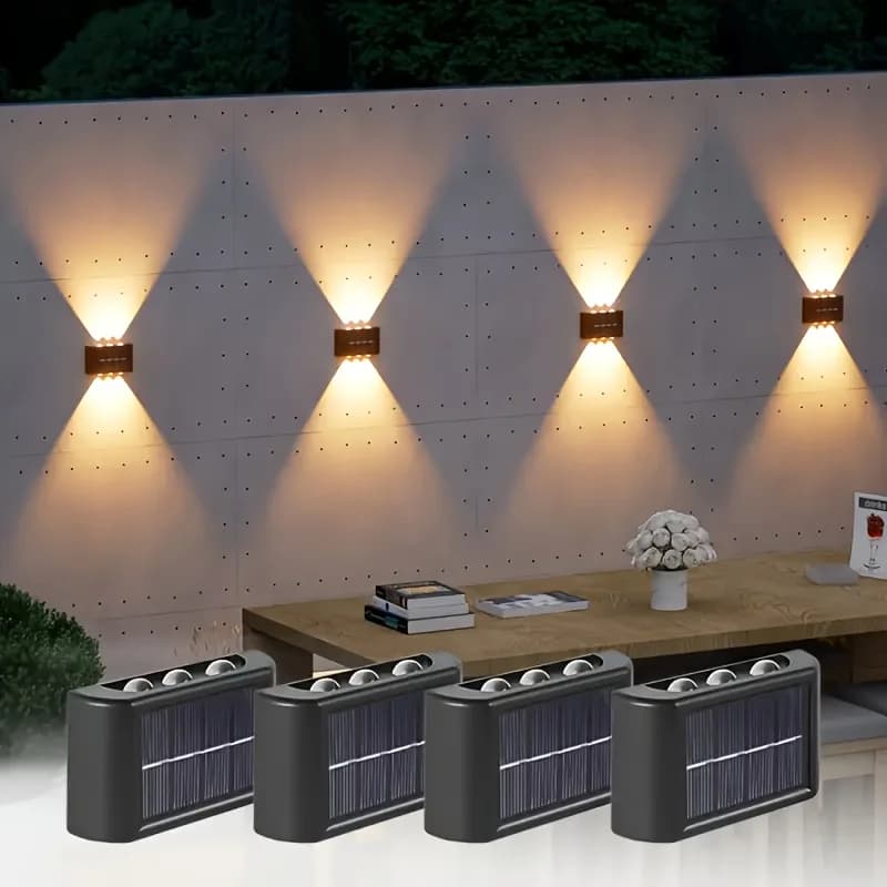 LED Solar Light Outdoor Waterproof Solar Wall Lamp Up and Down Luminous Lighting for Garden Fence Decor Solar Powered Wall Lamp