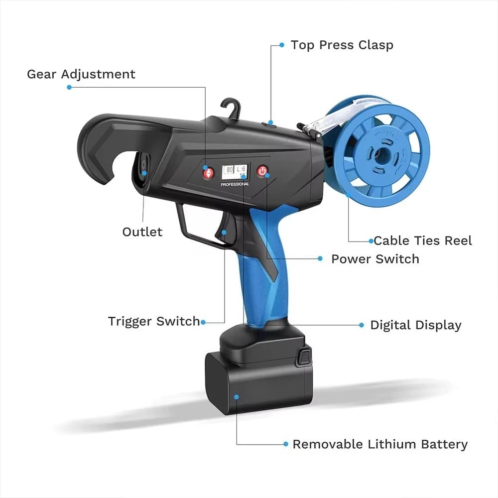 Electric Wireless Garden Tool Electric Branch Tying & Binding Machine for Farm Vegetable & Grape Power Tool for Outdoor Tasks