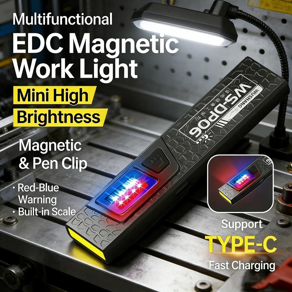 Ultra Bright Portable Magnetic & Clamp LED Flashlight Rechargeable Work Light with Built-in Battery Waterproof Pocket Lantern