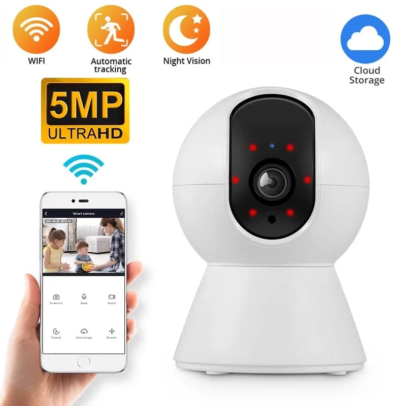 5MP Smart Mini WiFi IP Camera Indoor Wireless Home Security AI Human Detect CCTV Surveillance Camera Baby Monitor