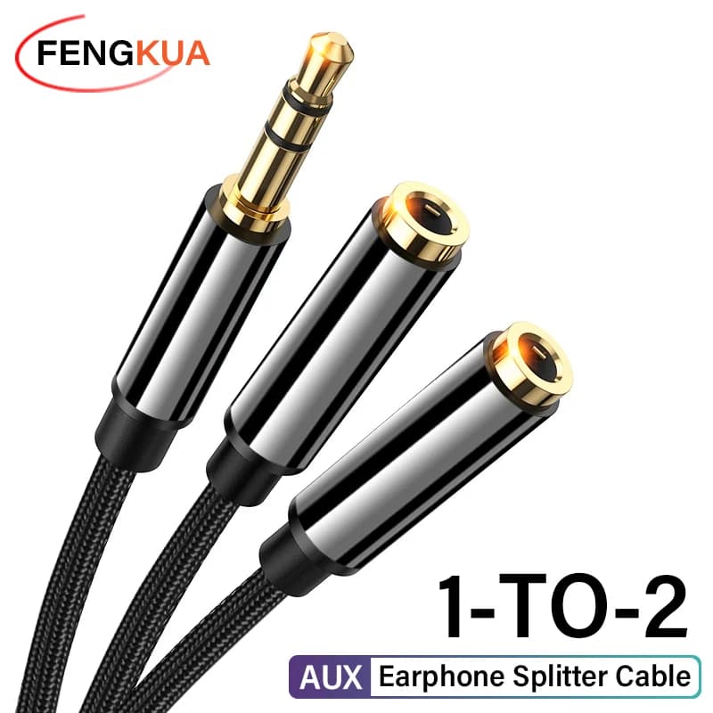 Headphone Splitter Cable 3.5mm Male to 2 Female Jack 3.5mm Extension Cable AUX Adapter for Phone Laptop MP3 Audio Splitter Cable