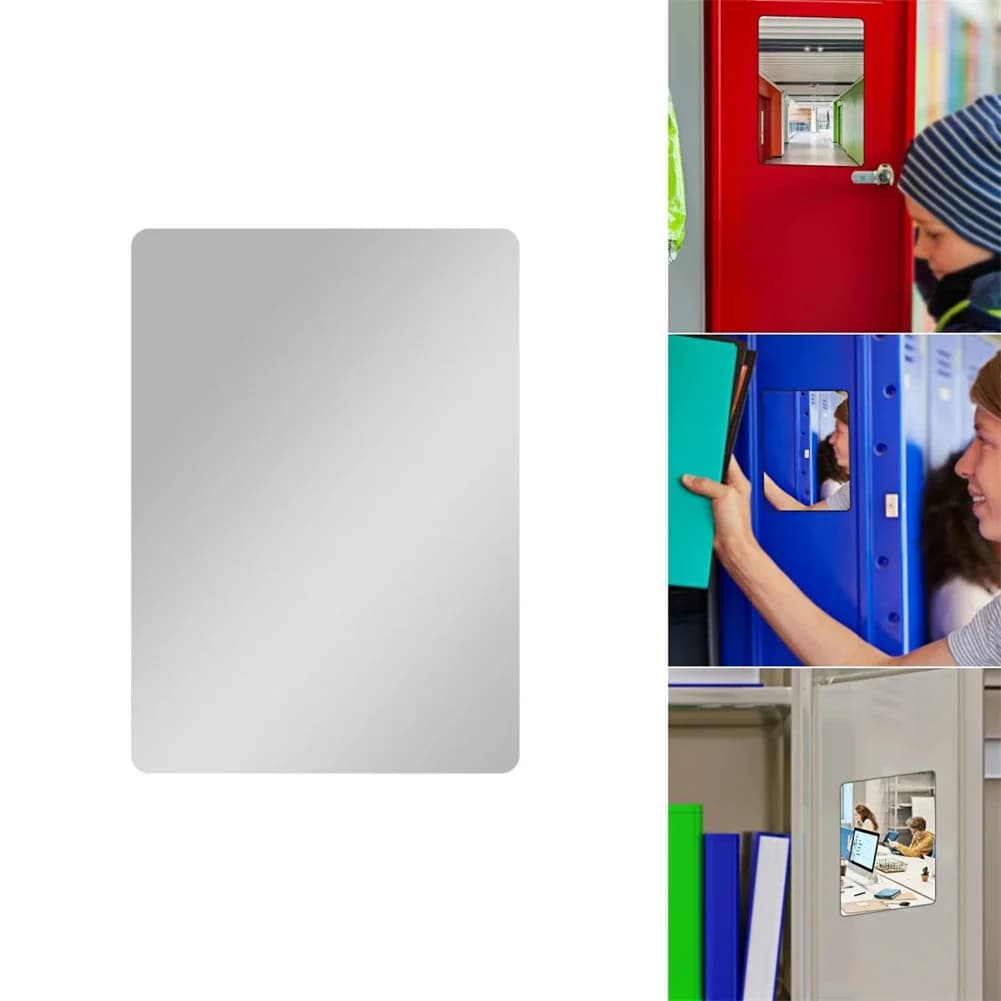 5x7in Rectangle Magnetic Locker Mirror Portable Magnetic Mirror For School Bathroom Cabinet Refrigerator Acrylic Mirror Tile