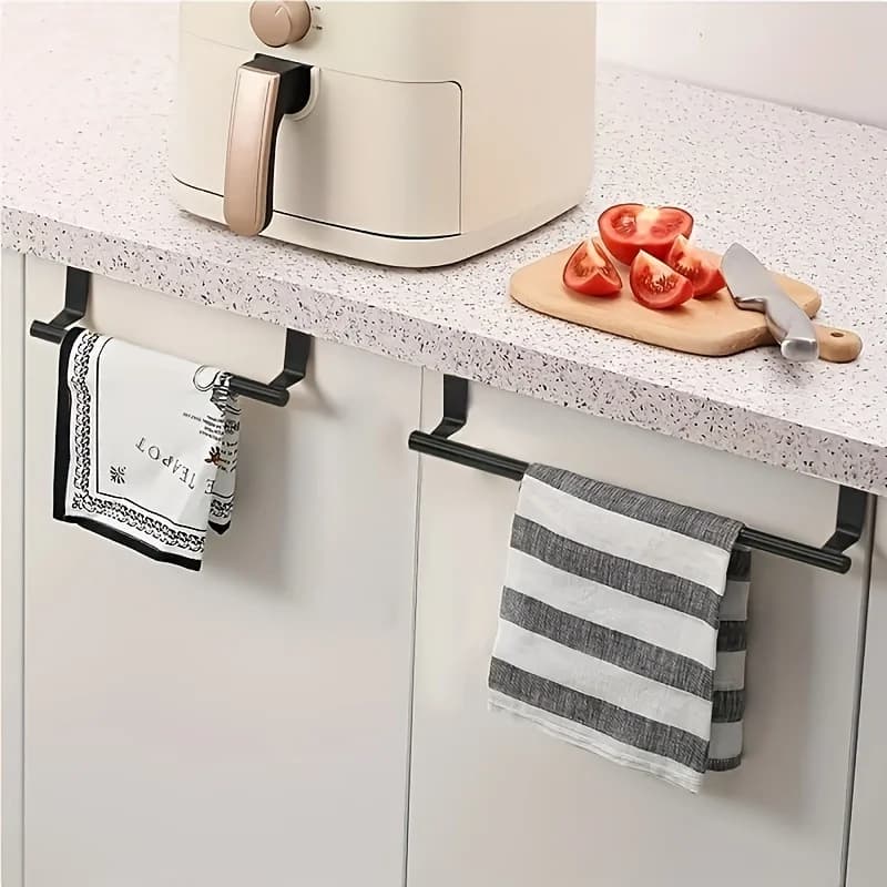 Modern Stainless Steel Kitchen Towel Hook Wall-Mounted No-Drill Installation Tool-Free Simple Installation Essential for Home Or
