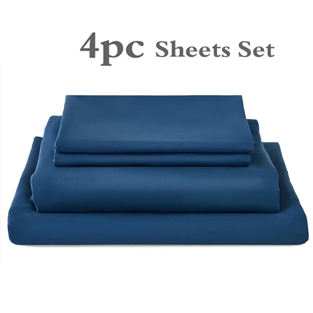 4pcs Sheet Set Lightweight Super Soft Easy Care Wrinkle Free Microfiber Bedding Sets with 14-Inch Deep Pockets for Women Men