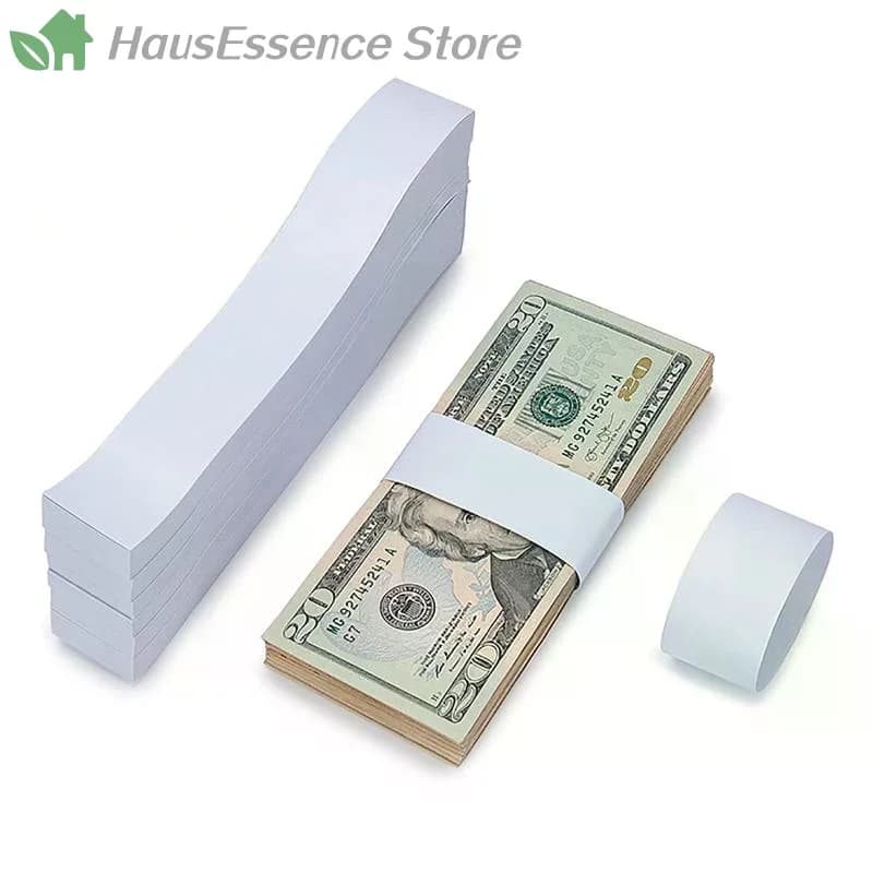 Self Adhesive Money Bands Tear Resistant Cash Straps Durable Bill Organization for Retail Shops 100pcs