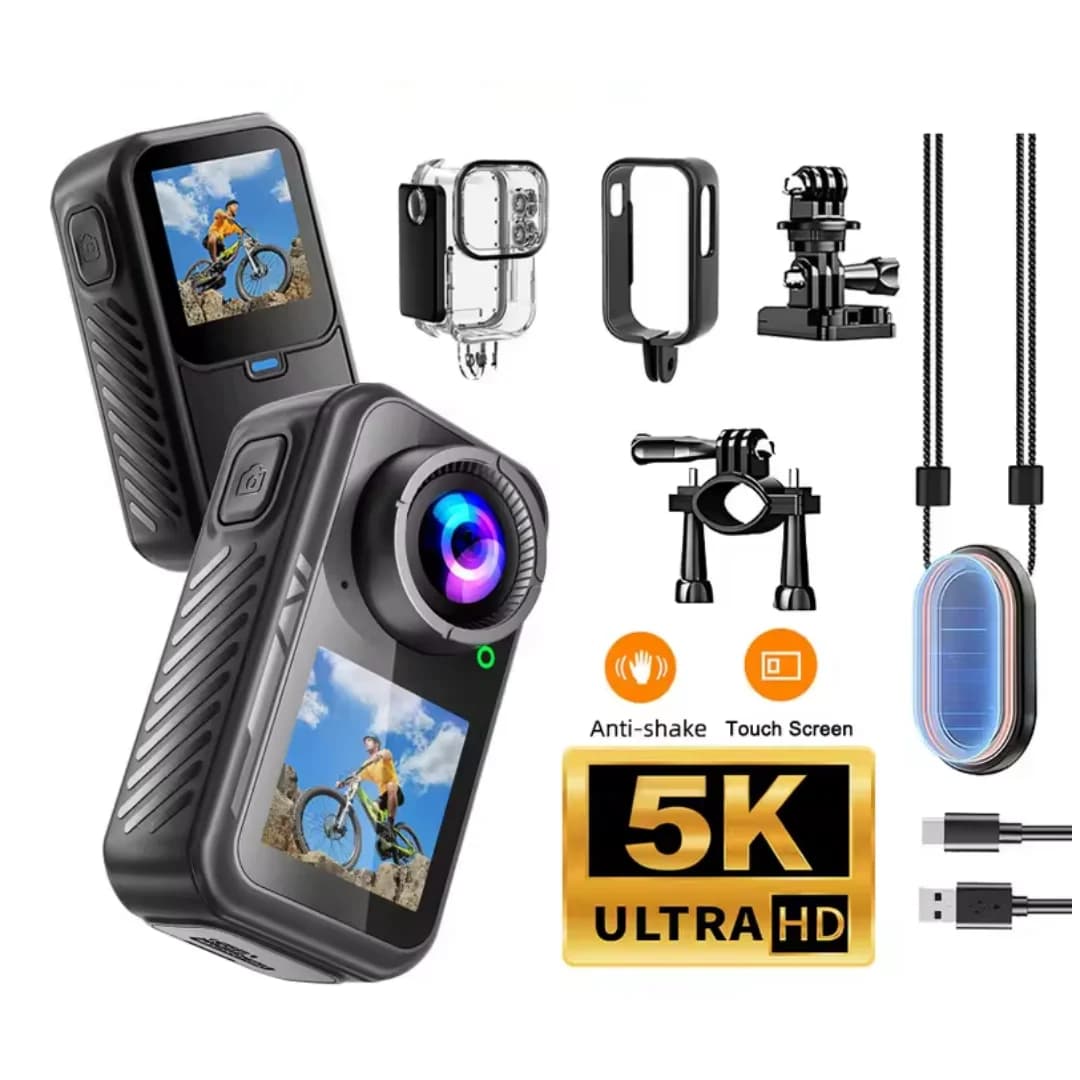 SKIG 5K Mini Camera 4K 60FPS WiFi Thumb Action Camera with EIS Stabilization Dual Touch Screens Waterproof Magnetic Bodycam