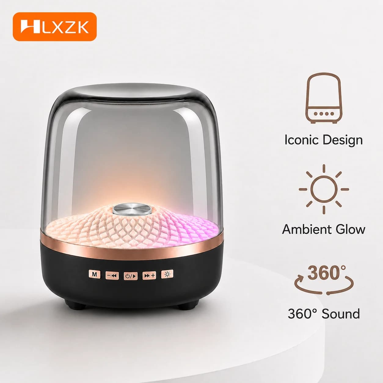 Glaze 5 Subwoofer Bluetooth 5.0 Audio Breathing Lamp Speakers Hi-Fi Acoustic Wireless Soundbar Portable Speaker for Home Theater
