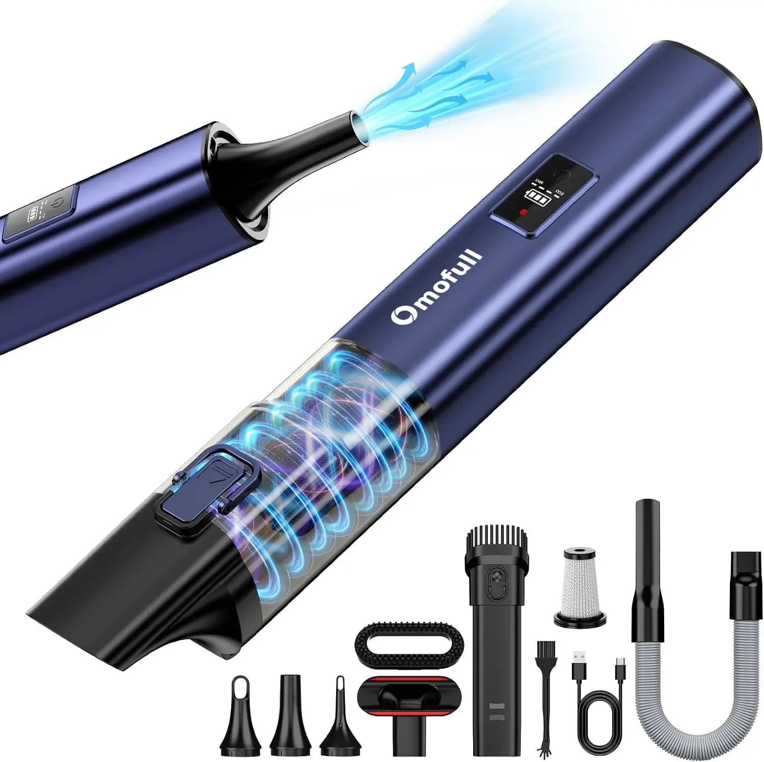 19500Pa Cordless Car Vacuum: 4-in-1 Handheld Vacuum Cleaner & Air Duster with Multi-Nozzles for Home, Office, Pet