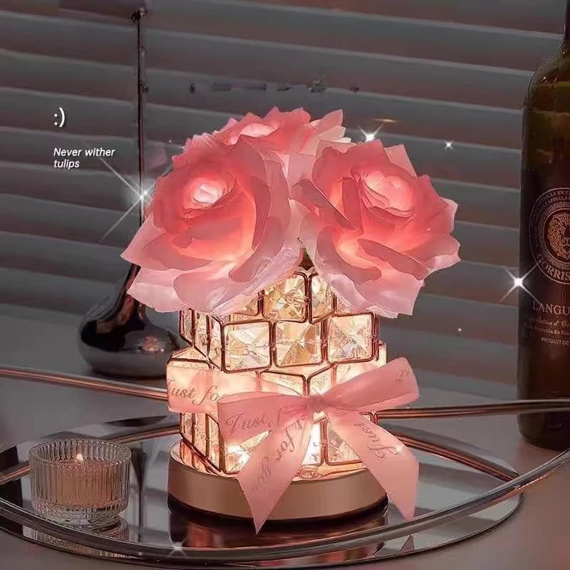 Rose Rubiks Cube Atmosphere Table Lamp Nightlight for Girls' Best Friend Birthday Qixi Valentine's Day Gift Senior Decoration