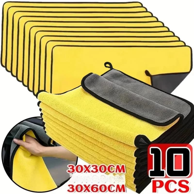 Double Layer Wash Cloth Microfiber Car Cleaning Towels 30X60cm 1/2/3/6/10pcs Soft Quick Drying for Windows Mirrors Wiping Rags