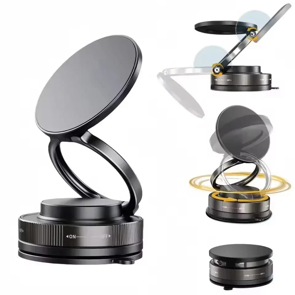 2026 New Vacuum Magnetic Phone Holder for Car - Suction Cup Phone Mount for MagSafe, 360° Rotatable Portable Strong Magnet Stand