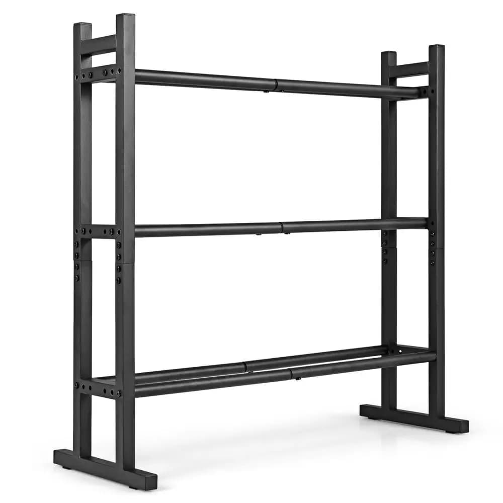 Heavy Duty 3-Tier Dumbbell Rack, Powder Coated Steel Weight Storage Stand With 529 Lbs Capacity, Adjustable Fitness Equipment Organizer For Home Gym Garage, Black