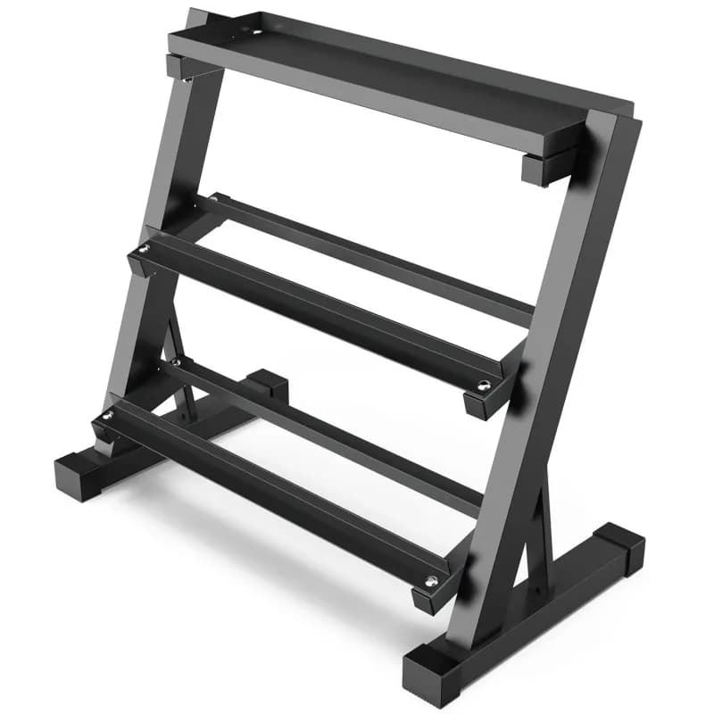 3-Tier Dumbbell Storage Rack 8pairs 10pairs 12pairs Capacity Gym Fitness Equipment Heavy Duty Steel Stable Durable Workout