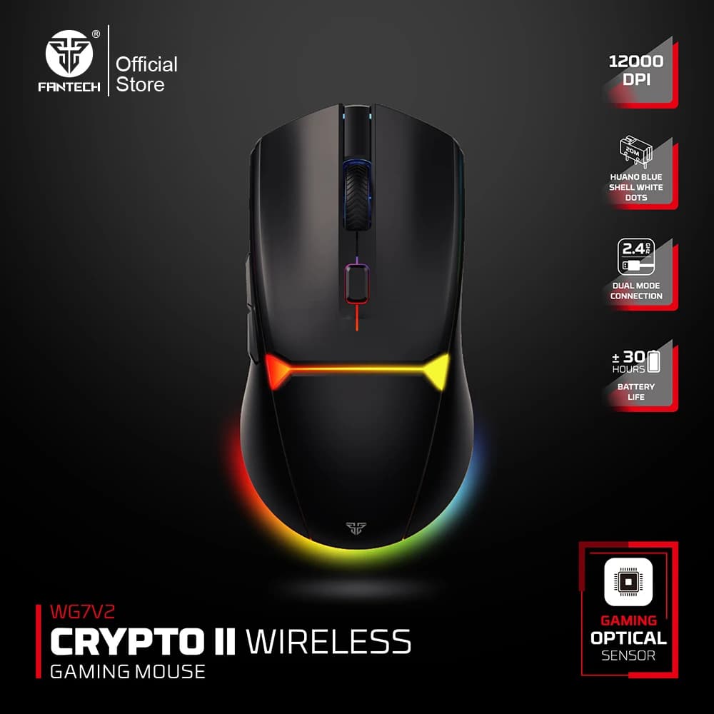 FANTECH CRYPOT II WG7v2 Wireless Gaming Mouse and Wired Mouse 12000DPI ARPG Anti-sweat coating Macro Mic for CSGO LOL