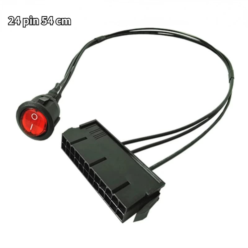 54cm Cable Copper Tin Wire 24-Pin Female ATX PSU PC Power Supply Starter Tester Start Up Jumper with ON/OFF Switch