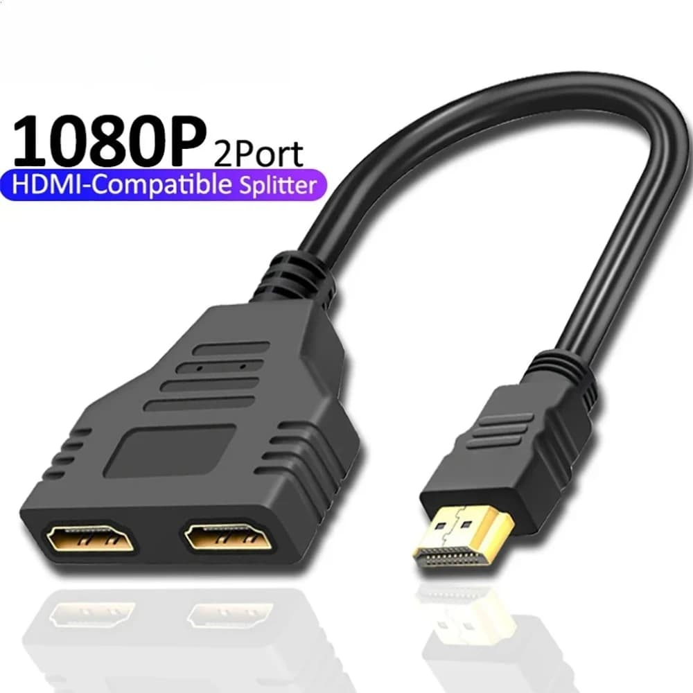 HD 1080P Dual Port 1 in 2 Out Cable HDMI Splitter Male To Female HDTV Adapter For Laptop TV Box Monitor HDMI-Compatible Splitter