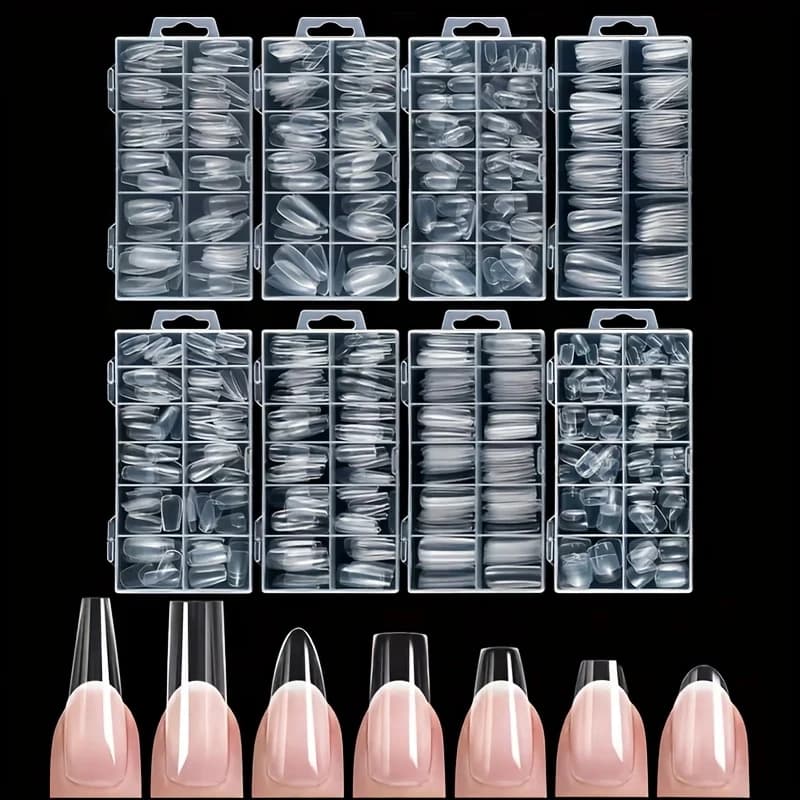 120 Pieces of Transparent Coffin/Mandarin/Aprilion/Square/Oval/Other Shape Style Boxed Nails, 12 Different Sizes Full Cover Acrylic Press-On Nails, Suitable for Home DIY Nail Art and Nail Salons, or as a Gift for Women's Nail Care Essentials, Christmas Nails