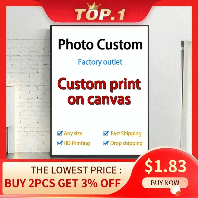YWDECOR Custom Big Size Painting Canvas HD Print Your Picture Personalized Wall Art Poster Photo for Living Room Home Decor Gift