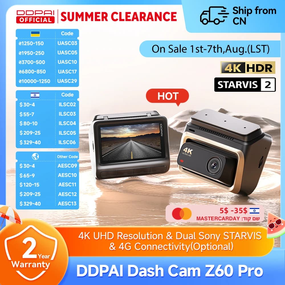 DDPAI Z60 Pro 4K Dash Cam Auto Dashcam Front GPS Car Camera for Dual SONY Sensor WiFi ADAS Night Vision DVR Video Recorder
