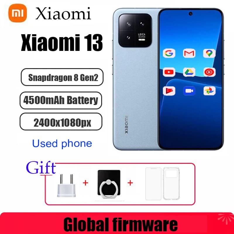 Global firmware Original Xiaomi 13 5G Smartphone 6.36 inches HyperOS 2.0 67W 4500mAh IP68 2400x1080px used phone