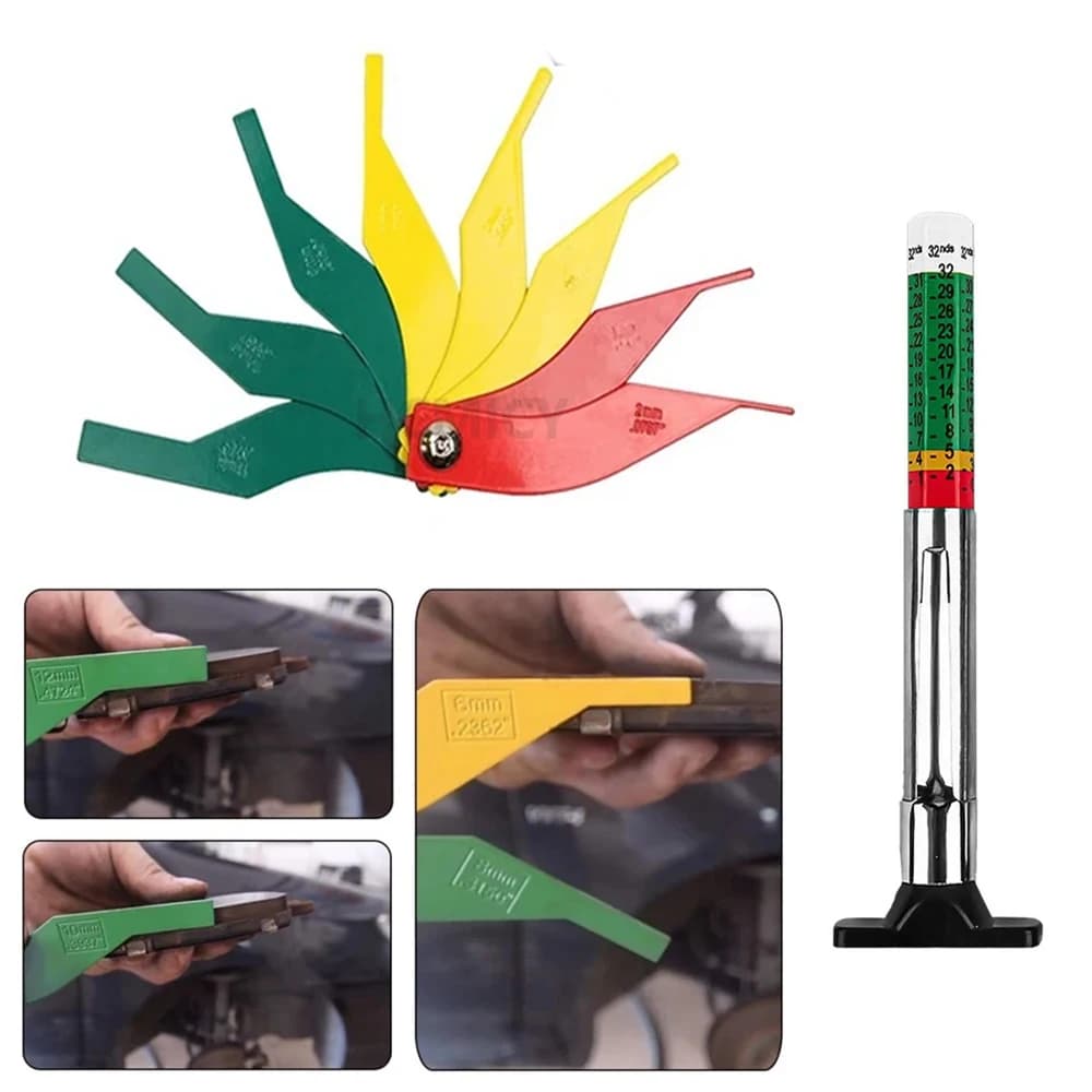 2 Pcs Brake Lining Thickness Gauge Automotive Brake Pad Measuring Tool Disc and Drum Brake Lining Gauge Set Car Accessories