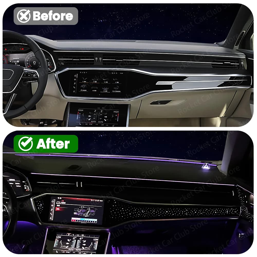 LED Ambient Strip Light 32 Colors Car Universal For Audi LED Car Interior System Screen Control Remote Atmosphere Lamp