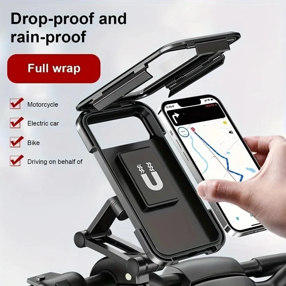 Adjustable 360° Rotating Waterproof Anti-Shock Bike/Motorcycle Cellphone Holder Phone Mount Touchscreen Retractable Phone Holder