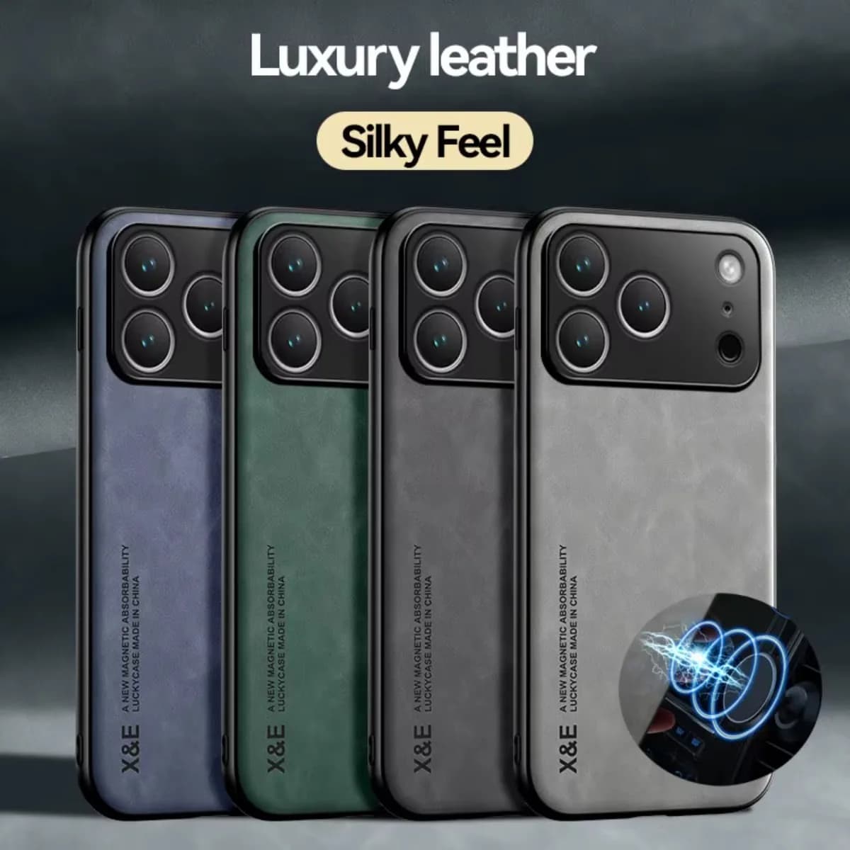Leather  Phone Case  for APPLE IPhone 17 Air 16 15 14 13 Pro Max 16e Cover Metal Plate for Magnetic Car Mount (NOT INCLOUED)
